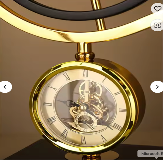 MERMER TABANLI LÜKS GOLD RENKLİ MASA SAATİ