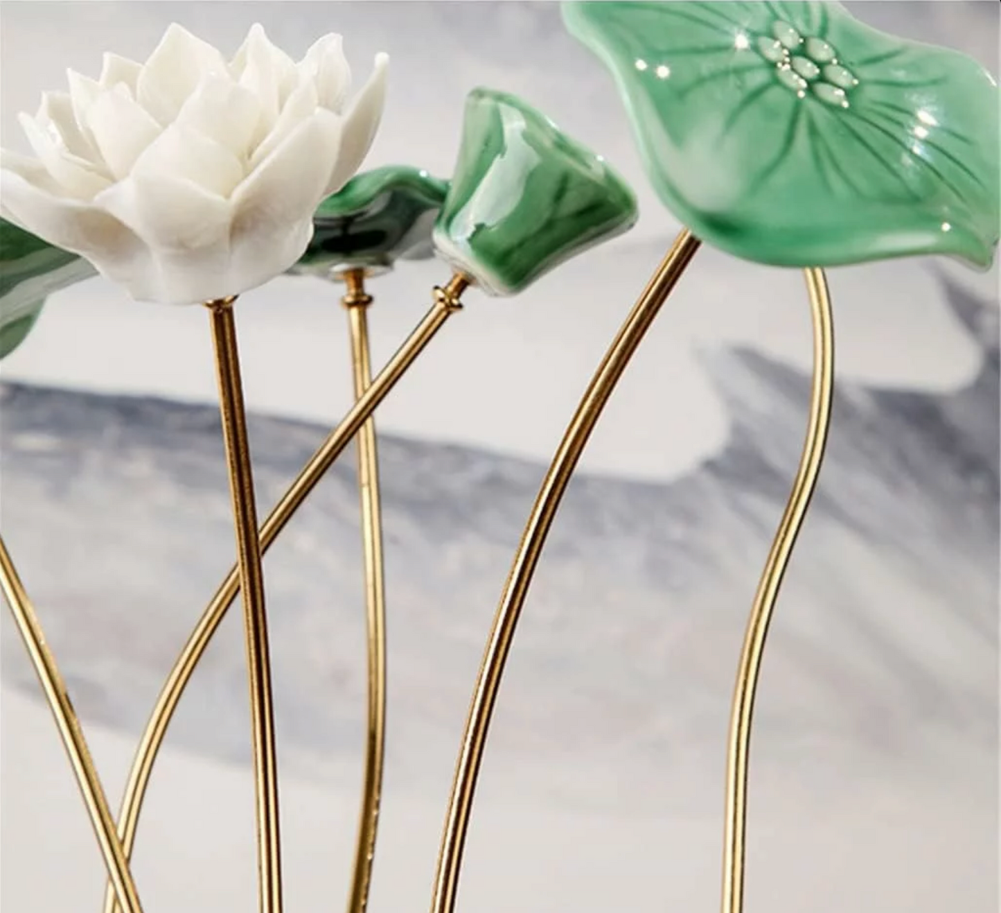 Modern Seramik Lotus Yaprağı El Sanatları Yaratıcı Çiçek Ev Ofis Yumuşak Dekorasyon